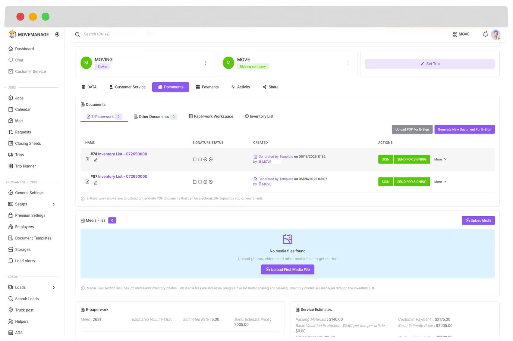 Document Management Interface